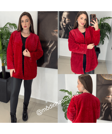 Casaco Alongado Naty Vermelho Casaco Alongado Naty Vermelho